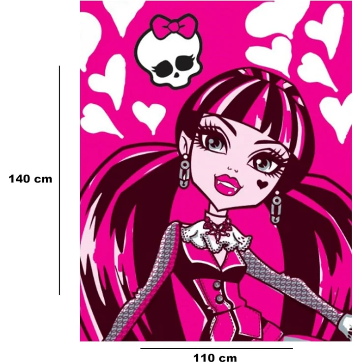 BERONAGE Tagesdecke Monster High Kinder-Decke Beauty Draculaura 110x140 cm Fleecedecke, kuschelweich – Bild 2
