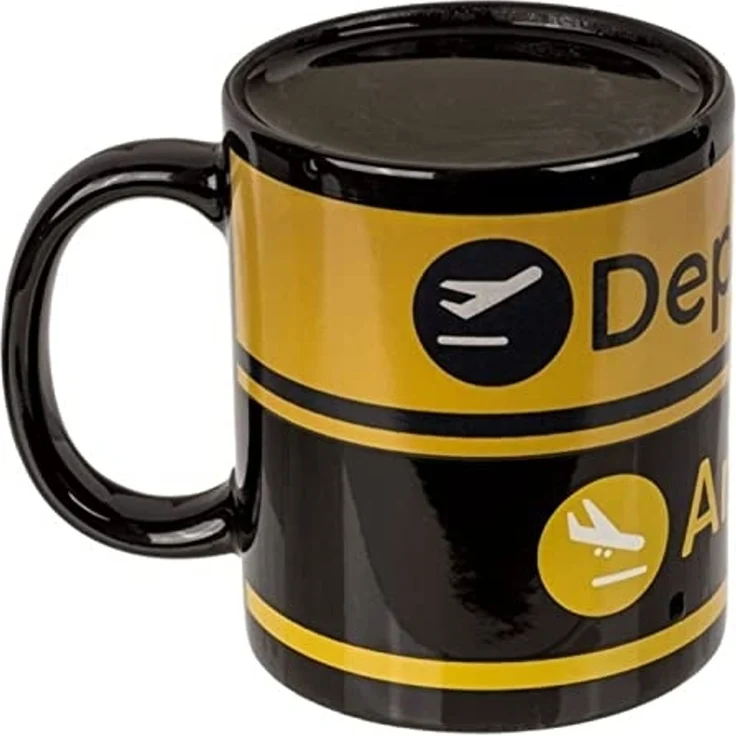 Tasse mit Flughafen Motiv 300ml Steingut Farbwechseltasse Thermotasse – Bild 4