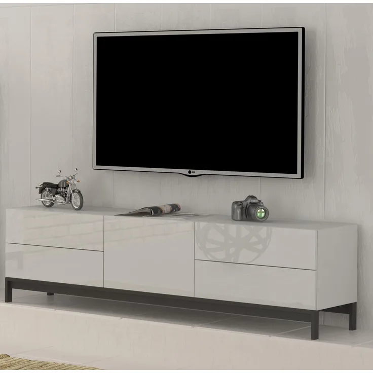 TV-Board >Mercogliano< in Weiß-Hochglanz - 170x47.7x40cm (BxHxT)