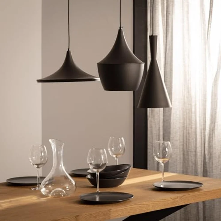 LEDKIA LIGHTING Presley Hängeleuchte, Japanisches Design mit verstellbarem Kabel, E27 Fassung, Schwarz, Aluminium für Wohnzimmer, Küche, Schlafzimmer – Bild 3