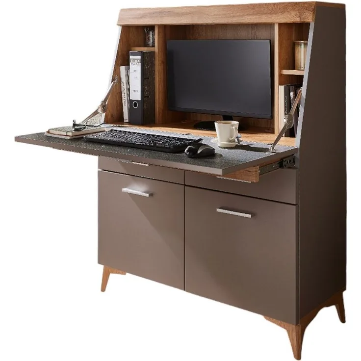 moebel-dich-auf Sekretär SANTORIN (Schreibsekretär Klappensekretär Schreibtisch Kommode, 1 St, 1 Klappe, 2 Schubkästen, 2 Türen), mit Soft-Close-Funktion
