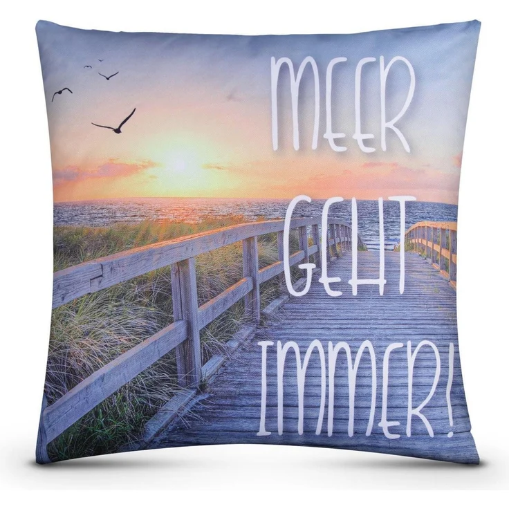 Outdoor Kissen mit Paspel ( 45 x 45 cm ) Dekokissen Garten - Reißverschluss - Schmutz- und Wasserabweisend - abnehmbarer Kissenbezug Meer geht Immer 1er-Pack – Bild 9