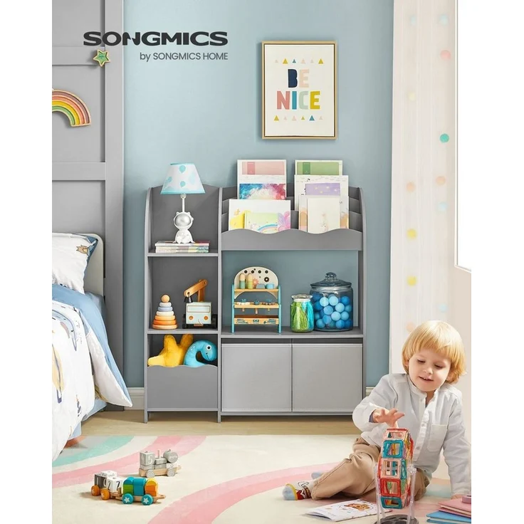 Songmics Bücherregal Kinderregal, Spielzeugregal mit 2 Aufbewahrungsboxen – Bild 3