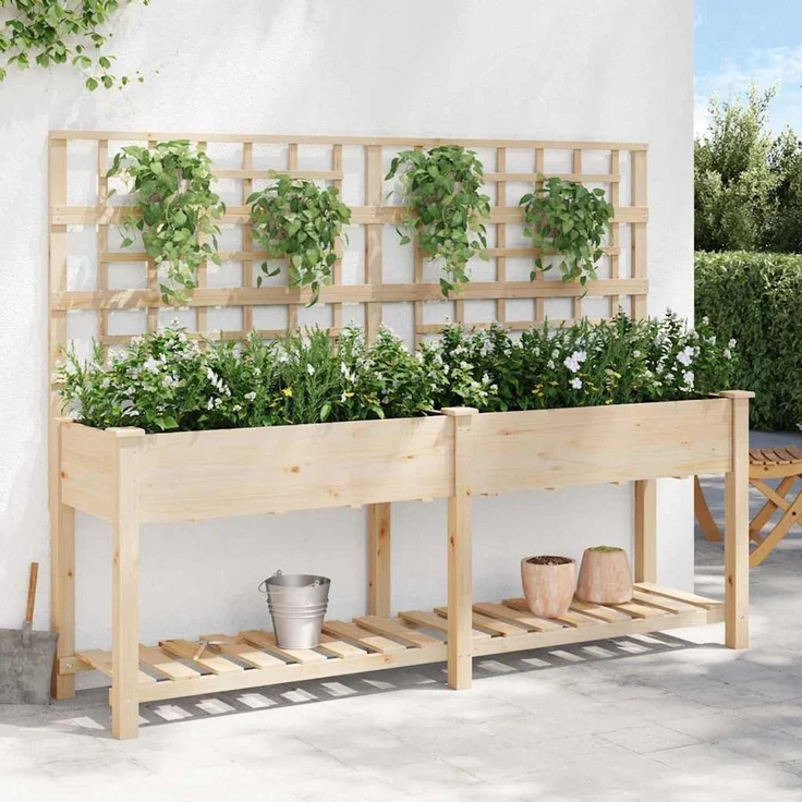 vidaXL Garten-Pflanzgefäß mit Regal Beige 203,5 x 54 x 152,5 cm 42006573 – Bild 3