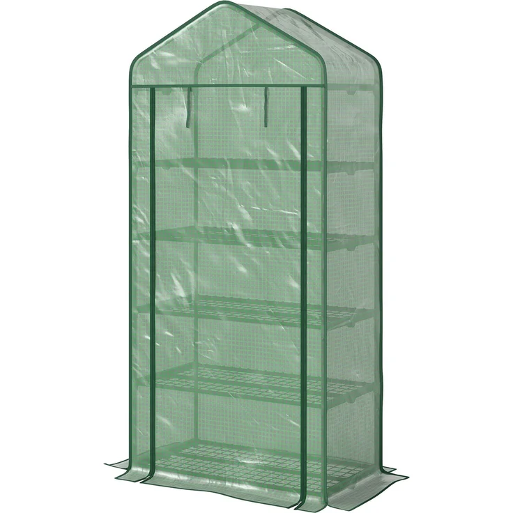Wohnora-Gartengewächshaus, 5-stöckig mit einer aufrollbaren Tür, verstärkter PE-Plane, langlebig, Abmessungen 90 x 49 x 193 cm (L x B x H),H 1930cm x T 935cm x B 490cm,Grün – Bild 3