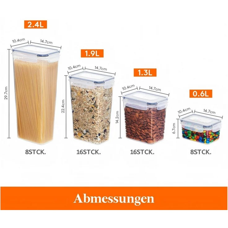 Lifewit Vorratsdose 24er luftdichte Vorratsdosen mit Deckel für Getreide, Mehl & Zucker, (48-tlg, 48 x Vorratsglas, 24 x Vorratsglas) – Bild 2