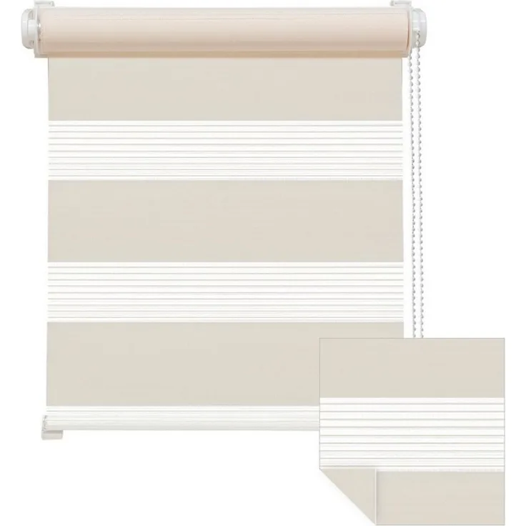 Doppelrollo Zevra Doppelrollo / Duo Rollo, 40 x 160 cm, creme, Victoria M, halbtransparent, ohne Bohren, freihängend, verschraubt, Feuchtraumgeeignet, Sichtschutz oder Durchsicht