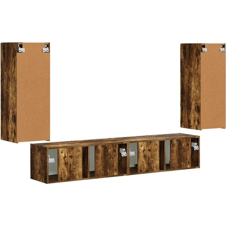 vidaXL TV-Wandregal-Set 4 pcs Geräucherte Eiche Holzwerkstoff 3408921 – Bild 8