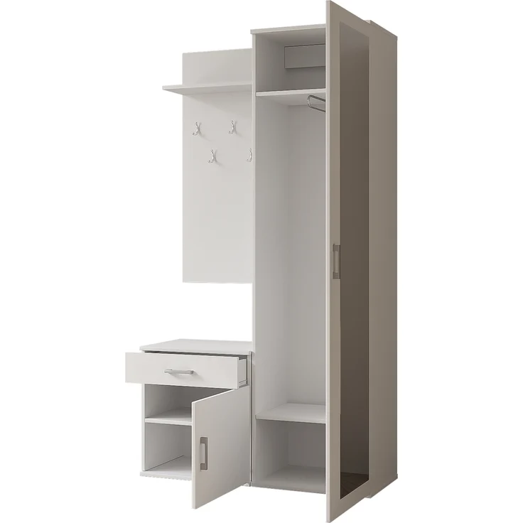 AX LIVING Flurgarderobe Weiß Modern Magnola 100cm Breite, mit Spiegel & Stauraum – Bild 3