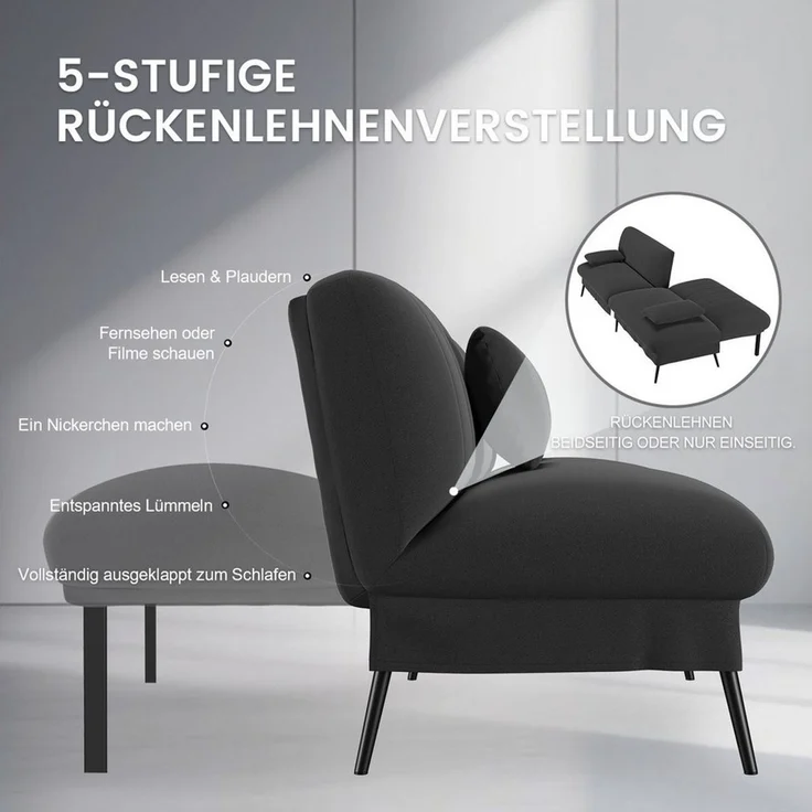 COMHOMA Schlafsofa Klappbares Schlafsofa 2-in-1 Couch, Multifunktionales Sofa, mit Großer Liegefläche, Platzsparendes Bettsofa – Bild 3