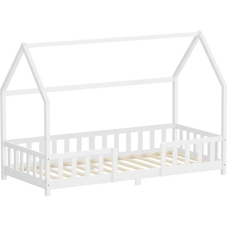 ML-DESIGN Spielbett Hausbett Kinderbett inkl. Lattenrost kreativ Bodenbett für Kinder, Abenteuerbett ohne Matratze 90x200cm Holzbett Weiß Kiefer Bettgestell – Bild 4