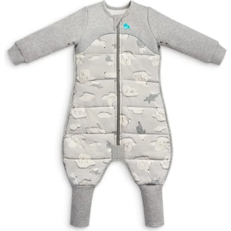 Love To Dream Schlafanzug, extra warm, 6–12 Monate, grau, 3,5 Tog für Kälte (unter 16 °C), Lange Ärmel, maschinenwaschbares Baumwollfleece, für Bewegung gemacht mit Grip-Pads, Von Hebammen empfohlen – Bild 2