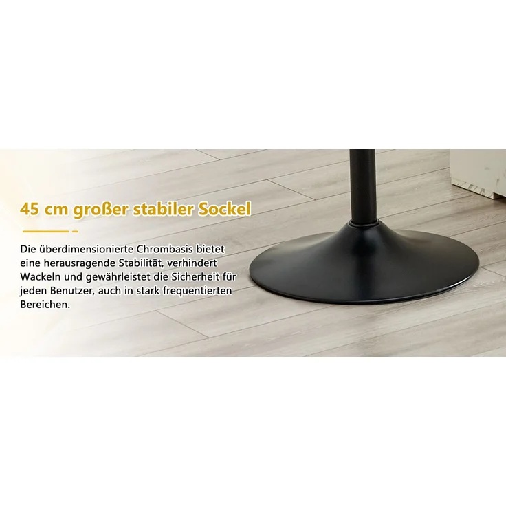 2er Set Barhocker mit Lehne Höhenverstellbar, 360° Drehbar Barstuhl mit großem Sockel & Fußstütze, Moderner Küchenhocker für Bar Küche Theke (Nur Stühle)--Weiß--110x45x49.7cm--YOUDENOVA – Bild 7