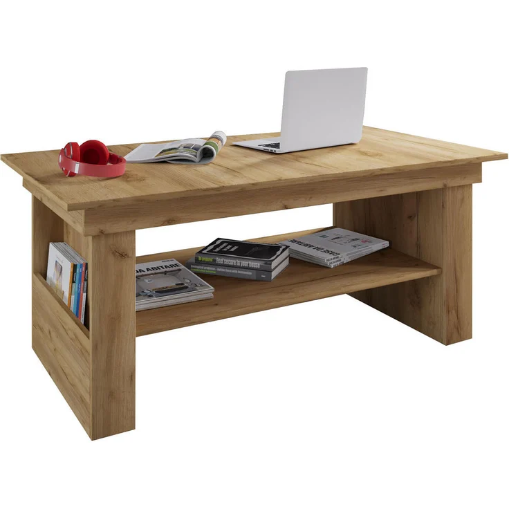 MID.YOU Couchtisch Eiche Honig, Holzwerkstoff, rechteckig, 115x52.5x65 cm, mit offenem Fach