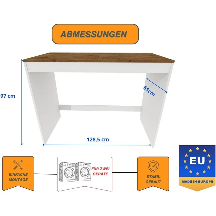 Raumhirsch Furniture Waschmaschinenumbauschrank Waschmaschinenschrank für Waschmaschine & Wäschetrockner (7 Farben lieferbar) für zwei Geräte geeignet – Bild 2
