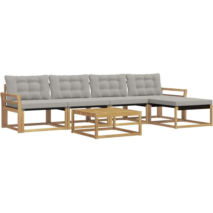 vidaXL Outdoor-Sofagarnitur 6 stk. 4-Sitzer Weiß und Hellgrau 3388613 – Bild 2