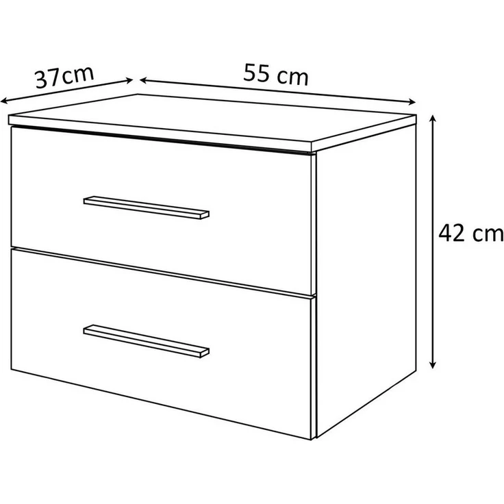 Lookway Nachttisch LINA II mit Chromgriffen Hängeschrank LED Hochglanz, Breite 55cm – Bild 2