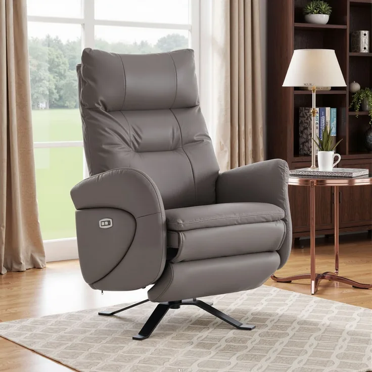 HOME NATURE WOHNKONZEPT Elektrischer Relaxsessel mit USB-Anschluss, elektrisch verstellbarer TV-Sessel mit Liegefunktion, Kunstleder Braun, bis 350 kg, FT9207-A
