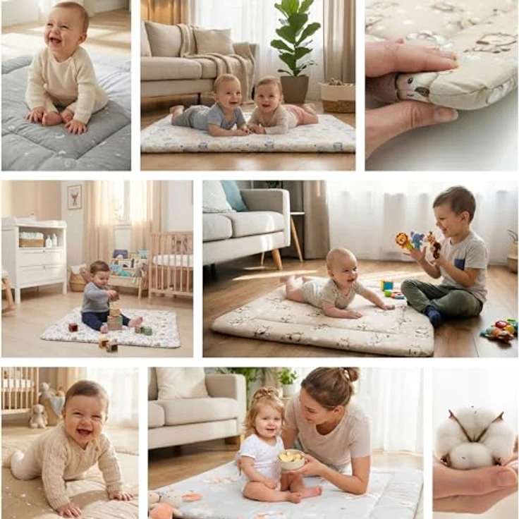 Krabbeldecke Krabbelmatte für Baby – Spielmatte Spieldecke Bodenmatte für Kinder und Babys für Kinderzimmer und Laufgitter Große faltbar waschbar Play Mat Oeko-Tex-Zertifikat – Bild 7