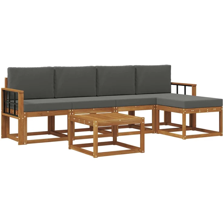 vidaXL Outdoor-Sofagarnitur 6 stk. 5-Sitzer Natur und Anthrazit 3366300 – Bild 2