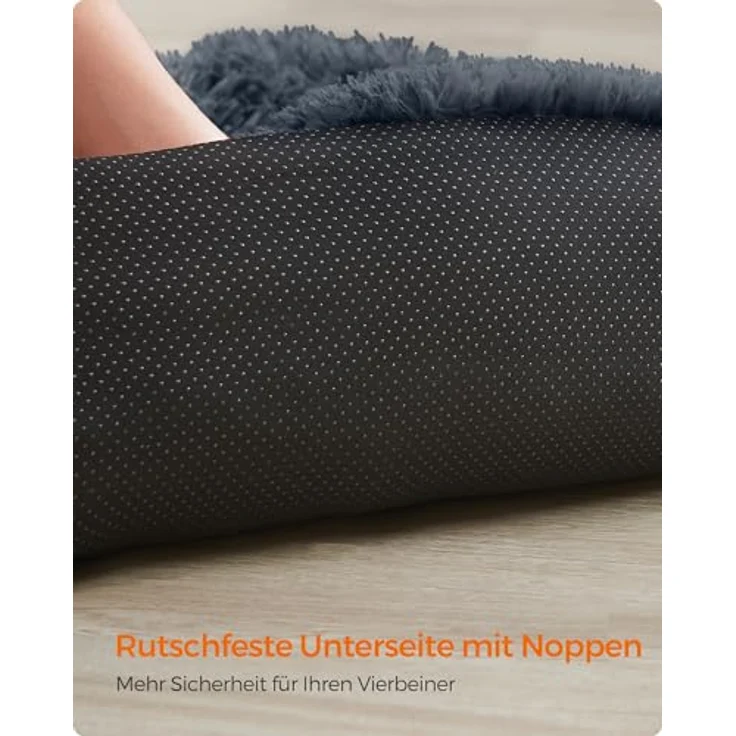 Feandrea FluffyHug Hundebett Plüsch, Größe XL, für mittelgroße und große Hunde, dunkelgrau, 110 x 95 x 18 cm – Bild 8
