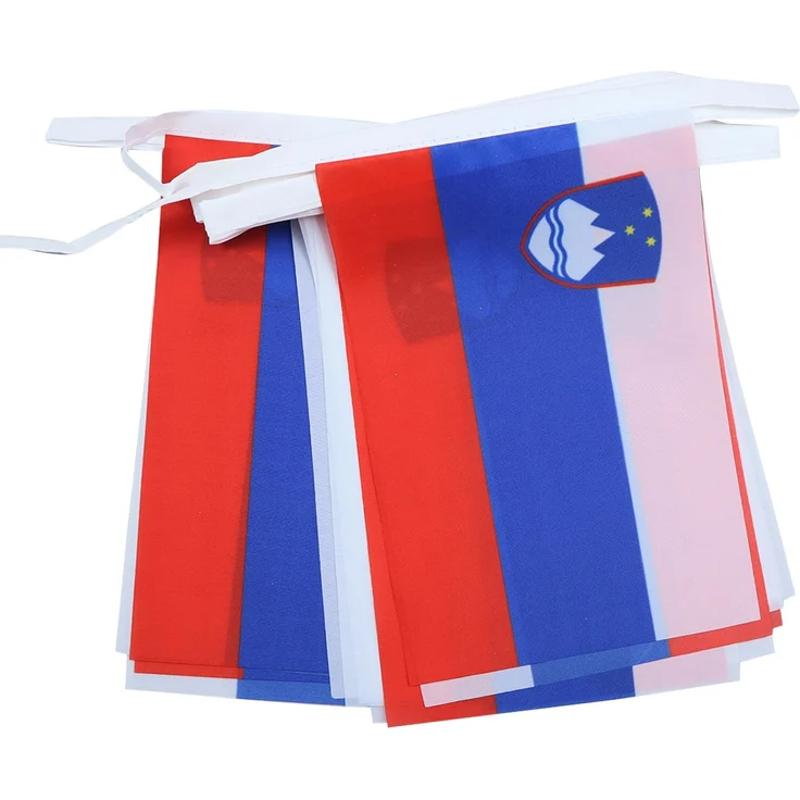 AZ FLAG - Fahnenkette Slowenien 6 Meter Mit 20 Flaggen - 21x14 cm - Slowenische Girlande Flaggenkette 14x21 Cm