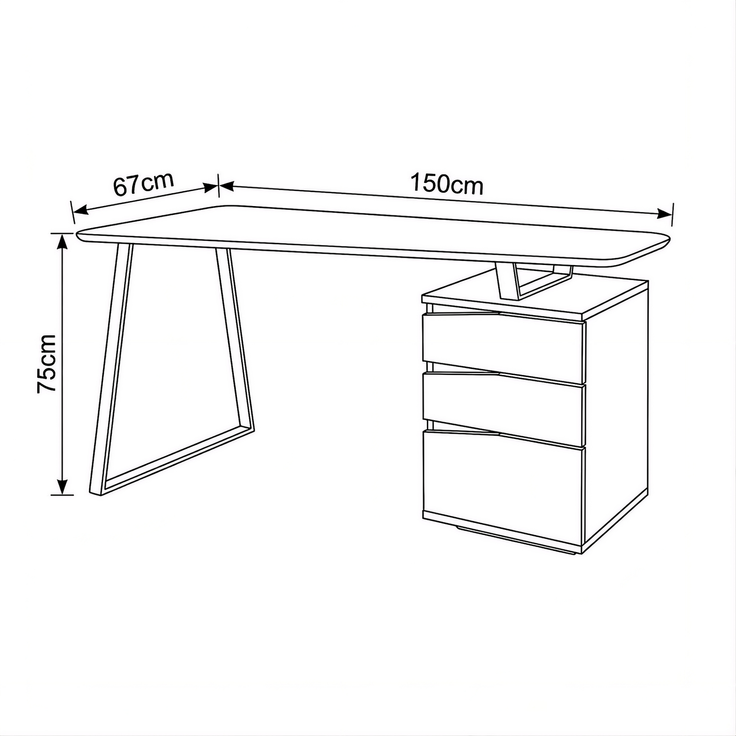 Wohn Schick TORI Schreibtisch 67x150,Tischplatte: Asteiche massiv geölt,Gestell: Edelstahloptik - H 75 cm x T 67 cm x B 150 cm – Bild 4