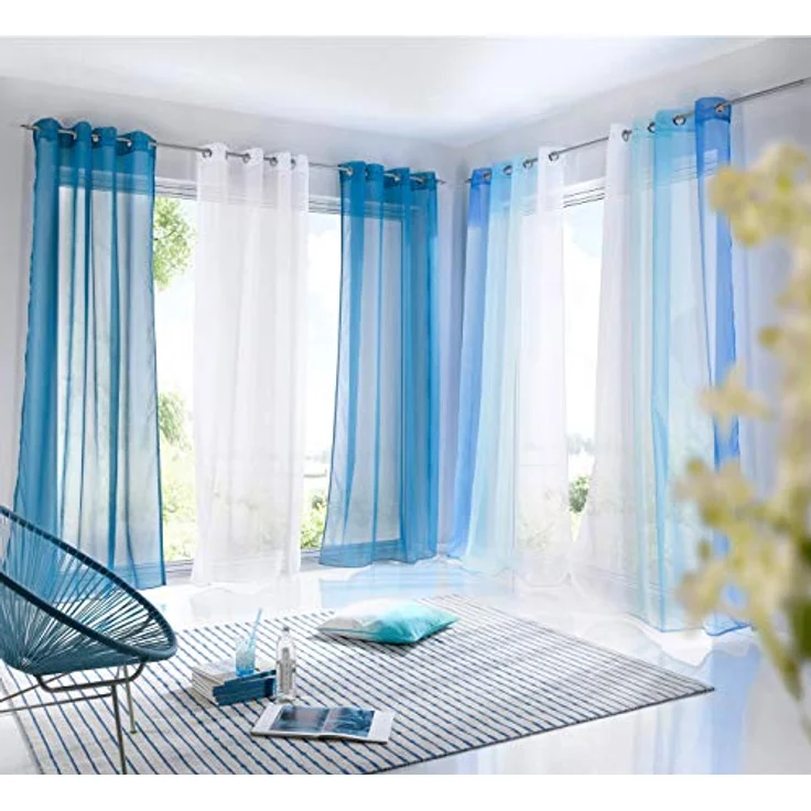 Gardinenbox Gardine (2 St), Ösen, transparent, Voile, Farbverlauf Vertikal »Modena« Voile Raffhalter 10000183 – Bild 3
