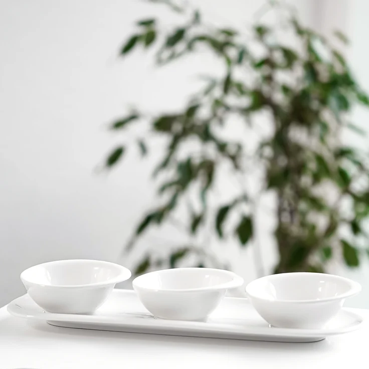 Mira 4-teiliges Snackschalen-Set mit Servierplatte, Weiß - modern & stilvoll – Bild 2