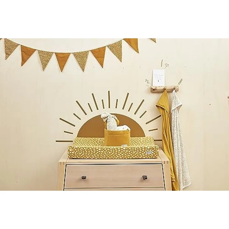 Meyco Baby Cheetah Wickelauflagenbezug (weich und hautfreundlich, aus 100% Baumwolle, waschbar, einfache Pflege, trocknergeeignet, Größe: 50x70 cm), Honig Gold – Bild 6