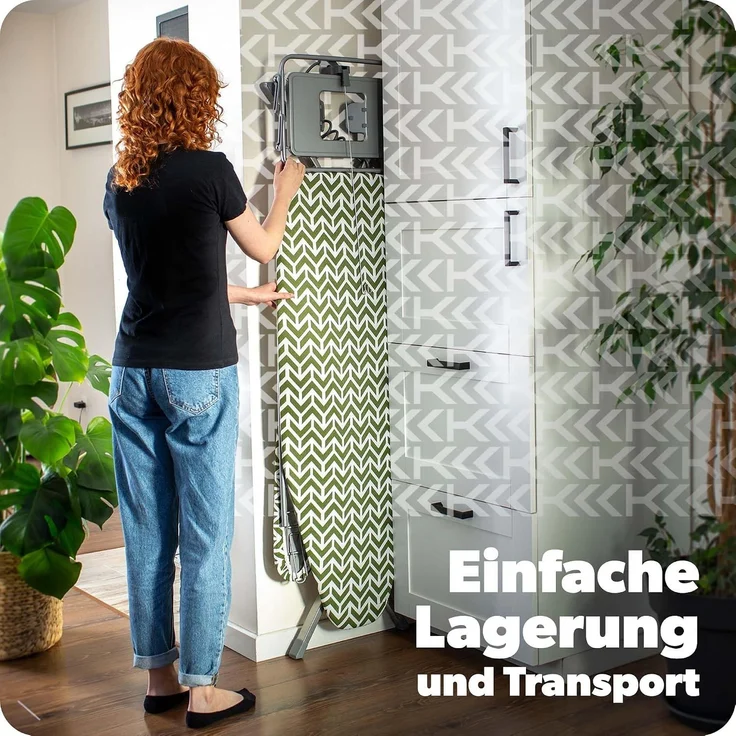 KADAX Großes Bügelbrett, 130 x 48 cm, mit Griff, Bügeleisen + Handtuch – Bild 6