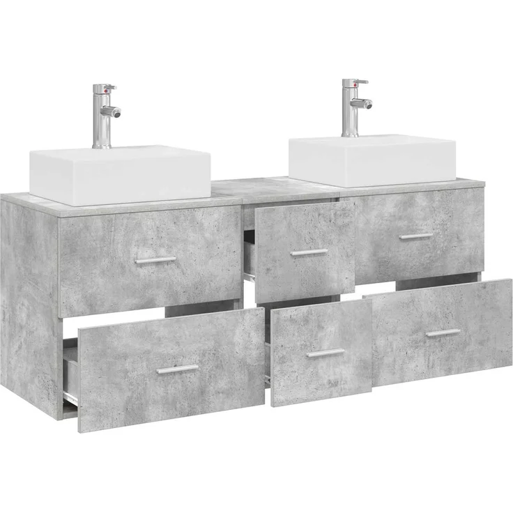 vidaXL Badezimmerschrank-Set 3 stk. Betongrau 129 x 41 x 79,5 cm 3405846 – Bild 3