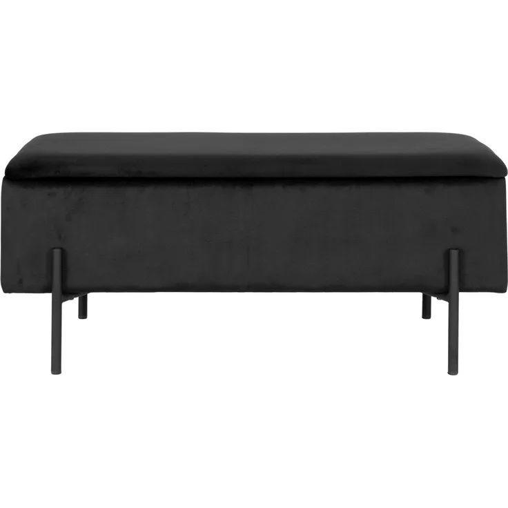 House Nordic Bank mit Stauraum, Samt, schwarz, 95x36,5x43 cm, HN1207