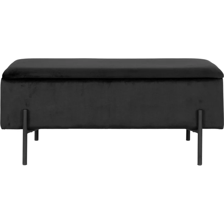 House Nordic Bank mit Stauraum, Samt, schwarz, 95x36,5x43 cm, HN1207 – Bild 1
