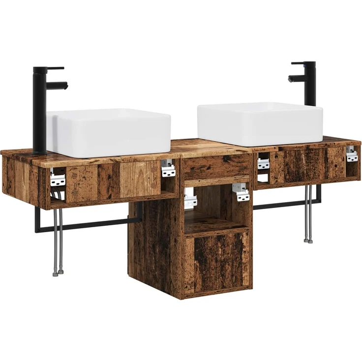 vidaXL Badezimmerschrank-Set 3 stk. Altholz 130 x 41 x 80 cm 3405605 – Bild 8