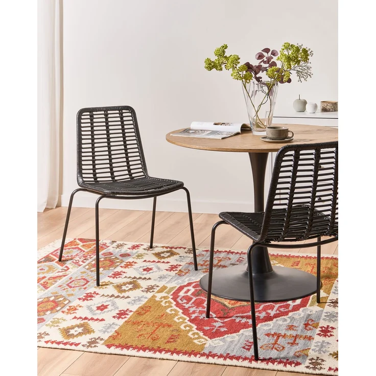 Esszimmerstuhl 2er Set TAOS Rattan Schwarz – Bild 3