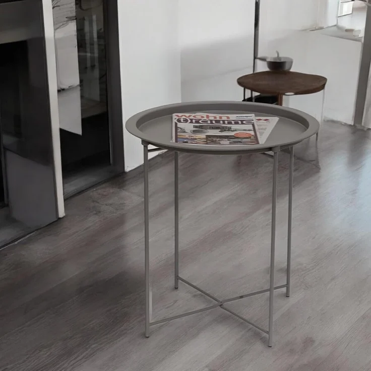 osoltus Premium Metall Beistelltisch Warm Grey rund 47 cm – Bild 5