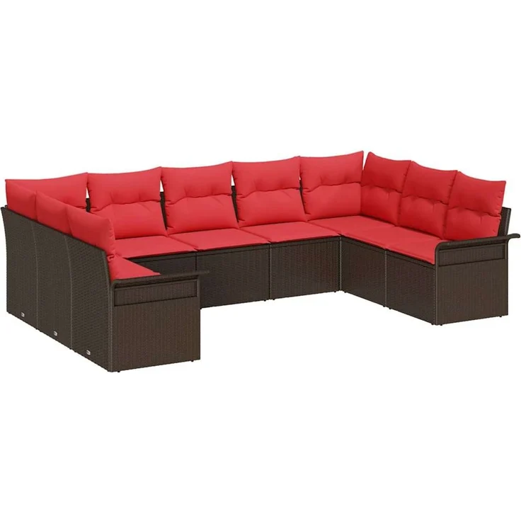 vidaXL Gartensofa-set mit Speicher 9 pcs Beige Poly-Rattan 3354193 – Bild 2
