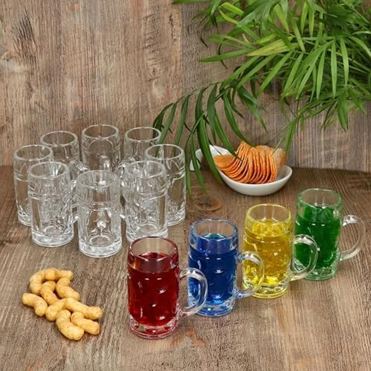 MamboCat Schnapsglas 12x Mini-Maßkrug Schnapsgläser 4cl geeicht Shot-Glas Stamper Henkel, Glas – Bild 5