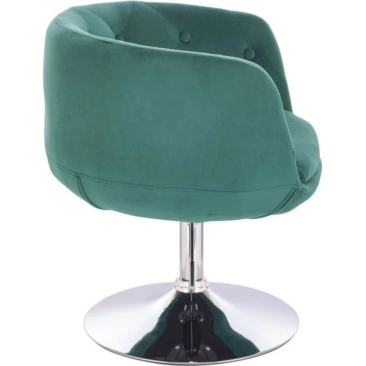 SVITA Panama Retro Loungestuhl Cocktailsessel Dunkelgrün Samt-Optik Tellerfuß – Bild 2