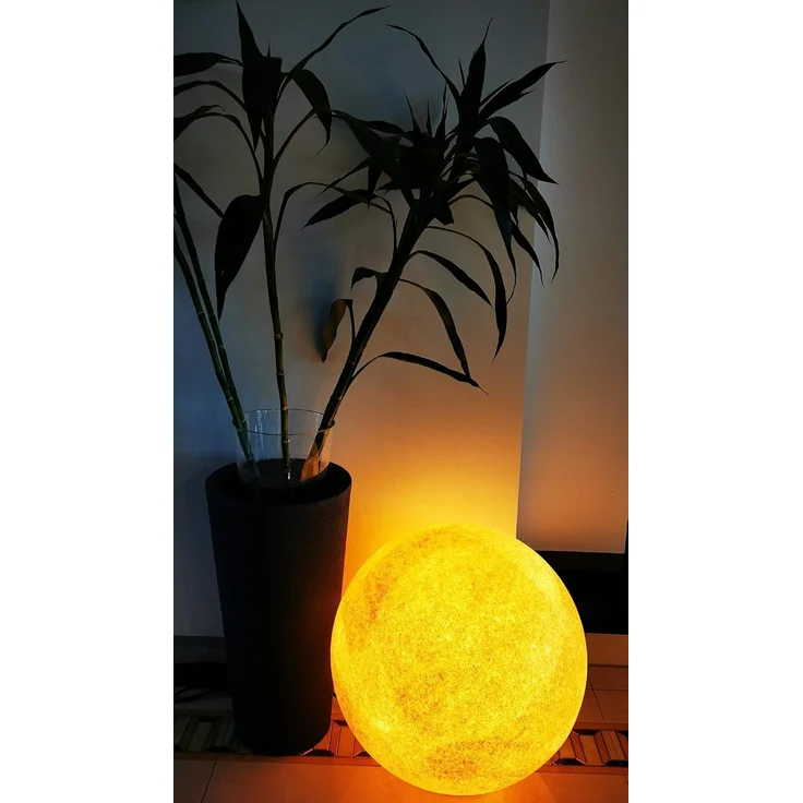 TRANGO LED Gartenleuchte, 1er Set 200SB IP65 Gartenkugel in Sandstein-Optik mit 20cm Durchmesser inkl. 1x E27 LED Leuchtmittel & ca. 5 Meter IP44 Kabel *SANDSTONE*, Kugelleuchte, Gartenleuchte, Leuchtkugel, Kugellampe – Bild 7