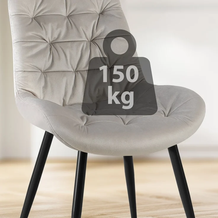 CLP Esszimmerstuhl Rossford Samtbezug gepolstert mit Rückenlehne,grau – Bild 4