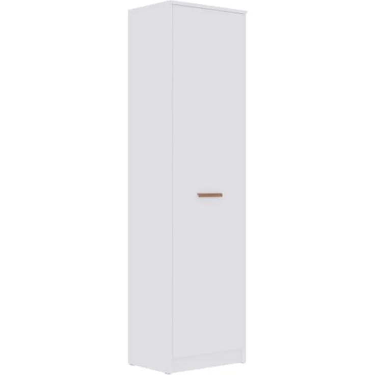 Marmex Möbel Grant 20B 1-türiger Schrank, Kleiderschrank mit Einlegeböden und einer ausziehbaren Kleiderstange, laminierte Spanplatte, weiß, 52x195x40 cm – Bild 1