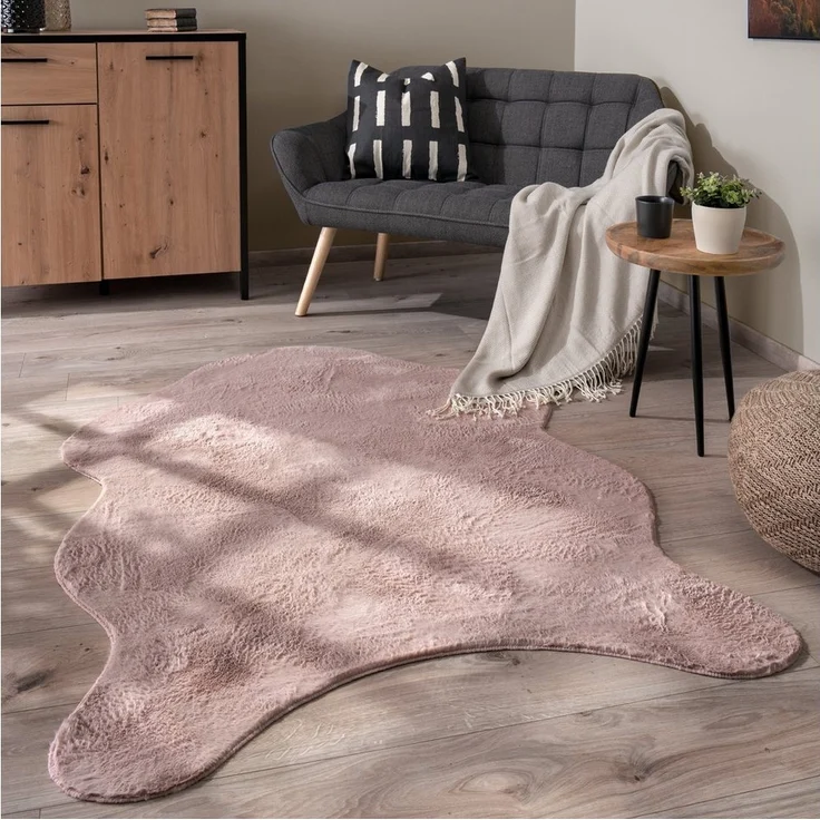 Paco Home Fellteppich Pelt 640, fellförmig, Höhe: 16 mm, Kunstfell, Uni Farben, sehr weicher Flor – Bild 1