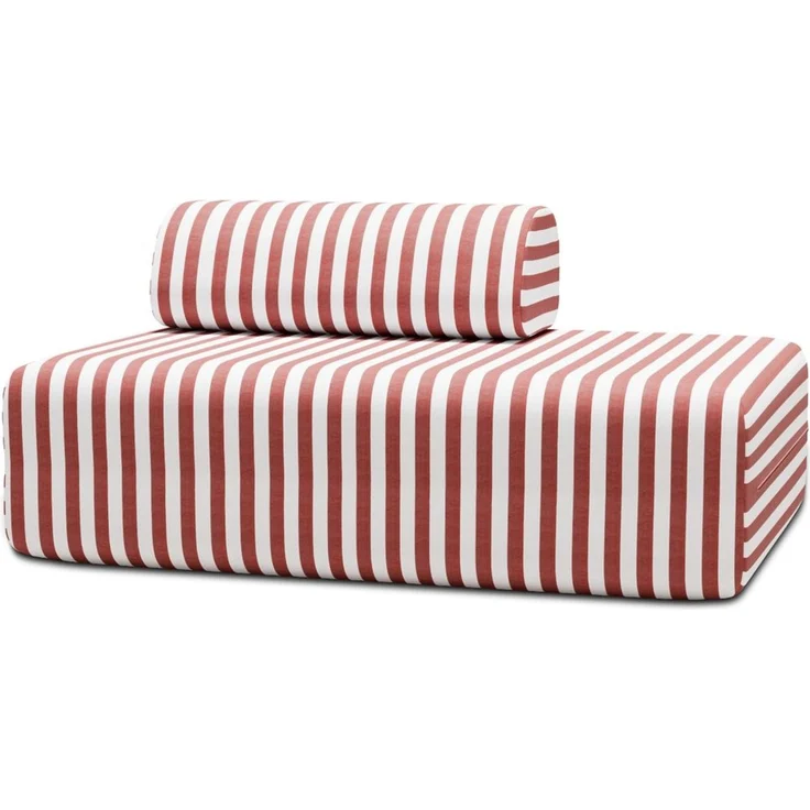 2-Sitzer-Gartensofa mit weißen und roten Streifen – Bild 1