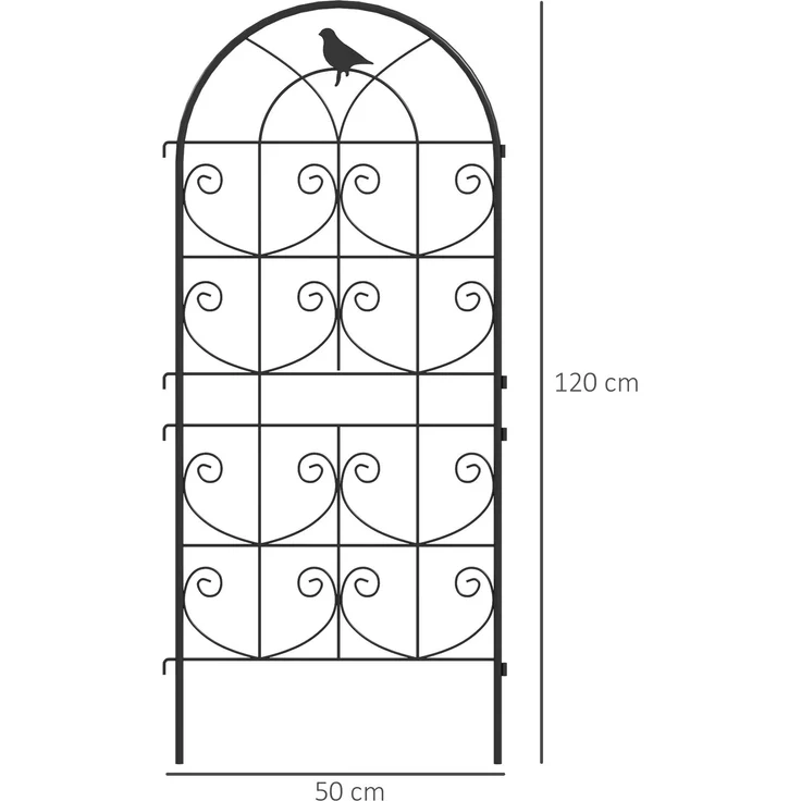 Rankgitter Metall 2er Set zum Stecken rostfrei Rankhilfe mit Vogeldesign für Kletterpflanzen 50x120 cm Spalier für Zimmerpflanzen Pflanzenspalier für Tomaten Blumen Kletterpflanzen Schwarz--Schwarz--50x1.3x120cm--YOUDENOVA – Bild 3