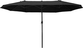 Outsunny Doppel-Sonnenschirm, Schwarz, Metall, 270x460 cm, Handkurbel, stabiler Sicht- & Sonnenschutz