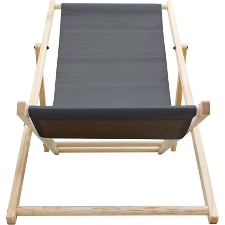 ECD Germany Klappbarer Liegestuhl aus Holz, Anthrazit, bis 120 kg Tragkraft, mit verstellbarer Liegehöhe und wetterfestem Oxford-Gewebe – Bild 5