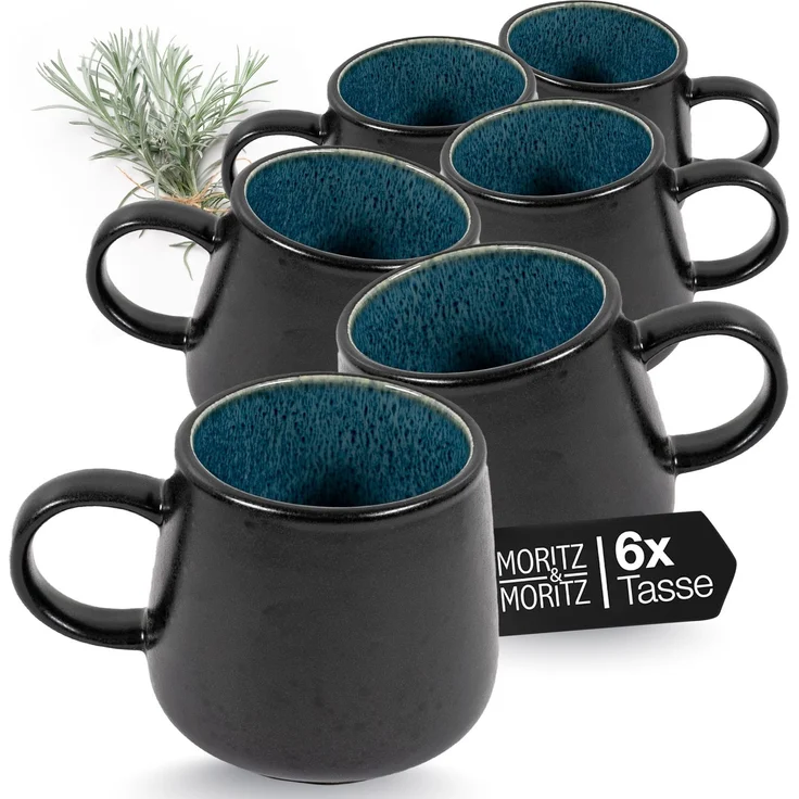 Moritz & Moritz SOLID Kaffeebecher 6er - Schwarz/Blau – Bild 1