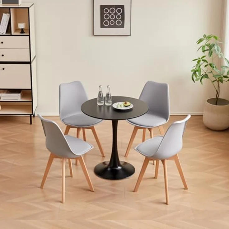 GrandCA HOME 6er-Set Esszimmerstühle, Skandinavische Stühle, Skandinavisches Design, Massivholzbeine, Ergonomisch, für Esszimmer, Wohnzimmer, Küche & Schlafzimmer (Grau,6) – Bild 3